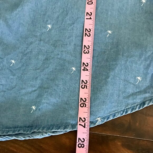 Jach's Girlfriend Women's Chambray Palm Tree Print Cap Sleeve Button-Up Size 2XL - Picture 10 of 10